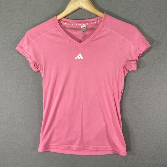 adidas Tops - adidas Pink V-Neck Short Sleeve Tee